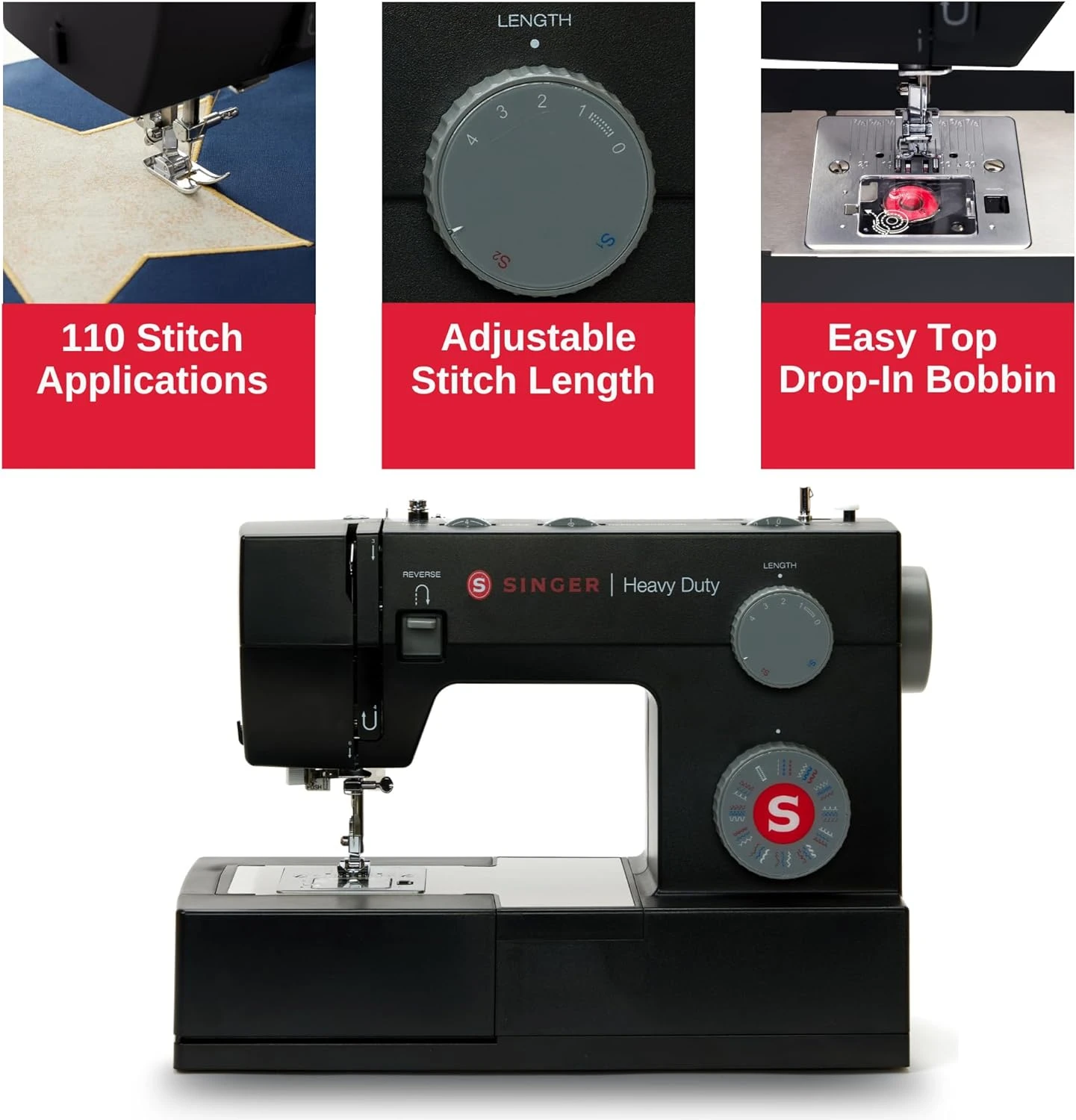 Singer Heavy Duty 4432 Black Limited Edition Sewing Machine - Most Popular Heavy Duty Machine In 2025. Strong Mechanical Machine - New 2025 Model. 6 Singer Heavy Duty 4432 Black Limited Edition Sewing Machine - Most Popular Heavy Duty Machine In 2025. Strong Mechanical Machine - New 2025 Model. - Image 4