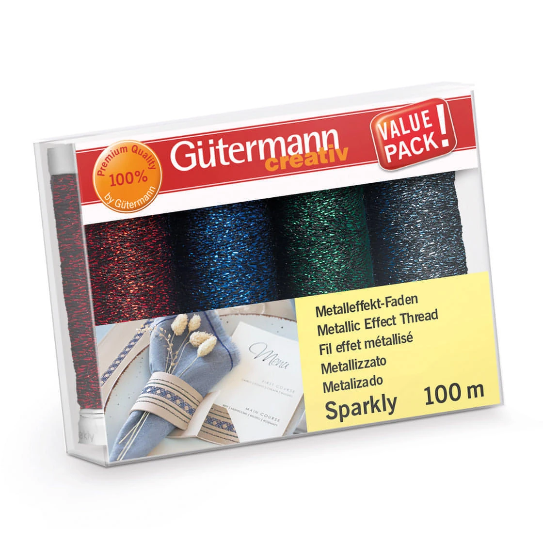 Gutermann Sparkly Thread Set - 4 X 100m (colour Set 2) 3 Gutermann Sparkly Thread Set - 4 X 100m (colour Set 2)