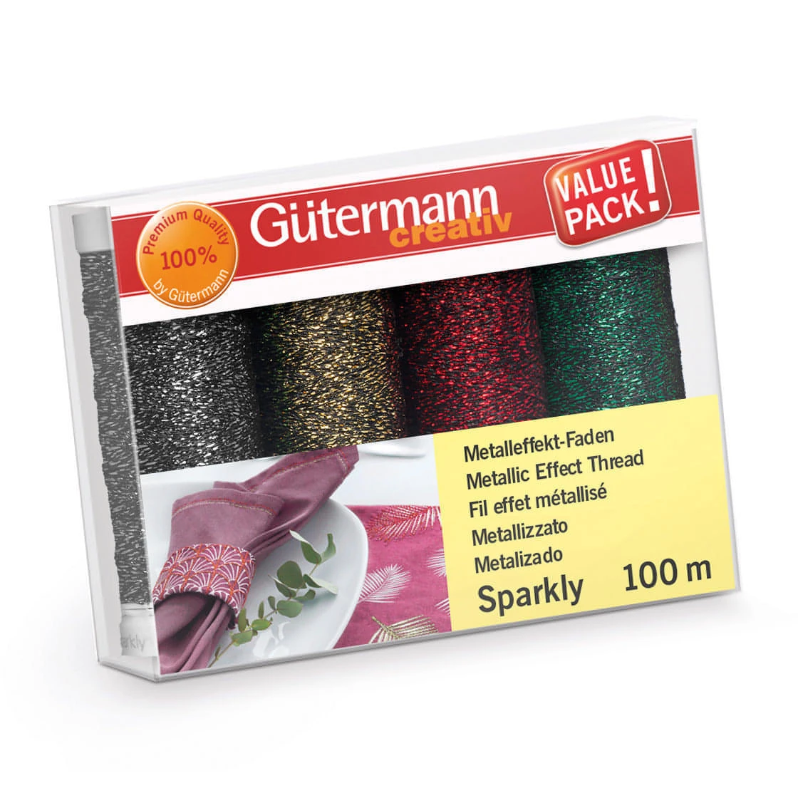 Gutermann Sparkly Thread Set - 4 X 100m (colour Set 3) 3 Gutermann Sparkly Thread Set - 4 X 100m (colour Set 3)