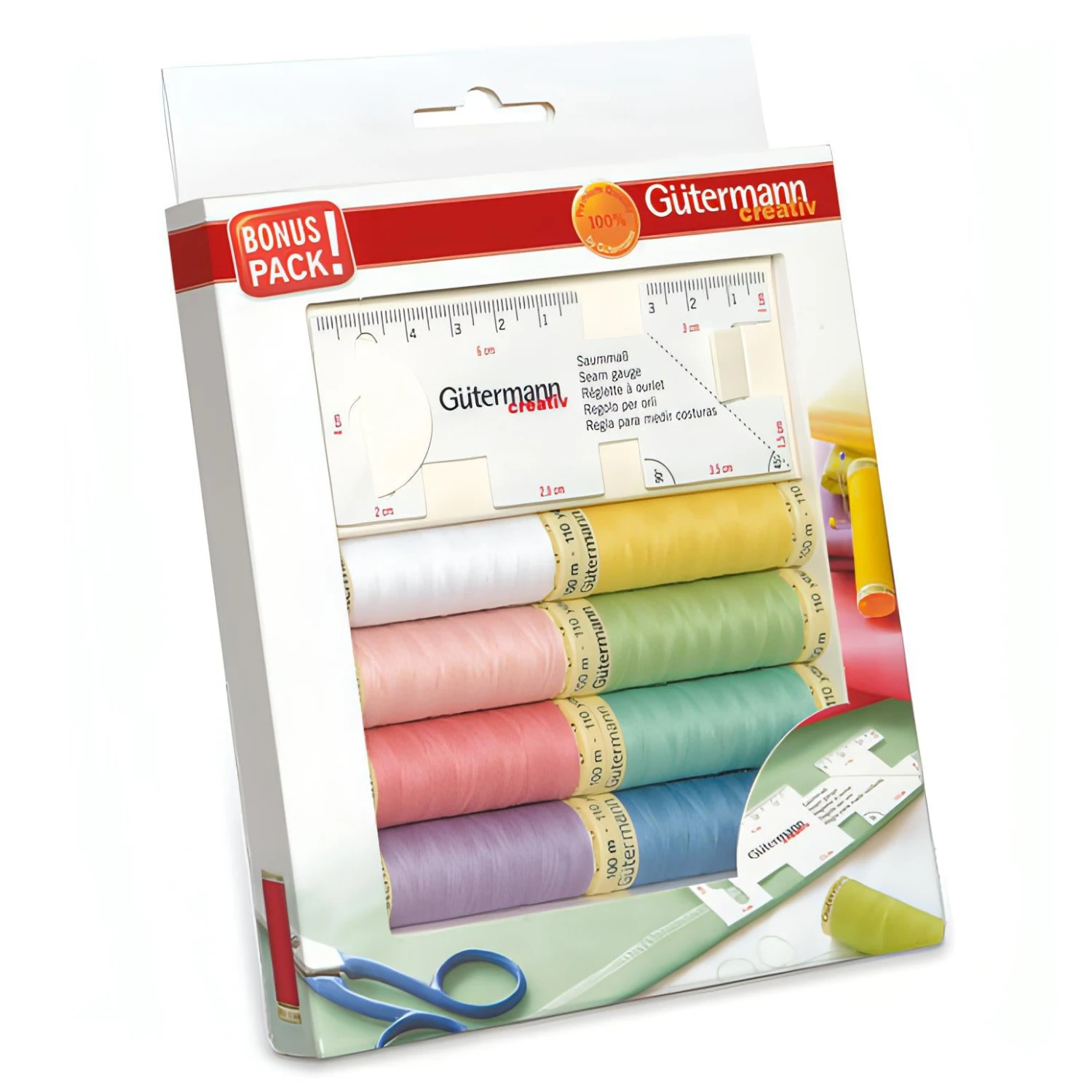 Gutermann Sew-all Thread - 8 X 100m Assorted + Seam Gauge 3 Gutermann Sew-all Thread - 8 X 100m Assorted + Seam Gauge