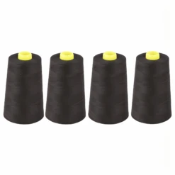 Pack Of 4 X Overlocker Thread Cone 5000m Extra Large - Black - Designed For Overlockers