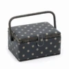 Charcoal Polka Dot Sewing Box - Medium (Matt PVC) -Singer Store MRM 263 png
