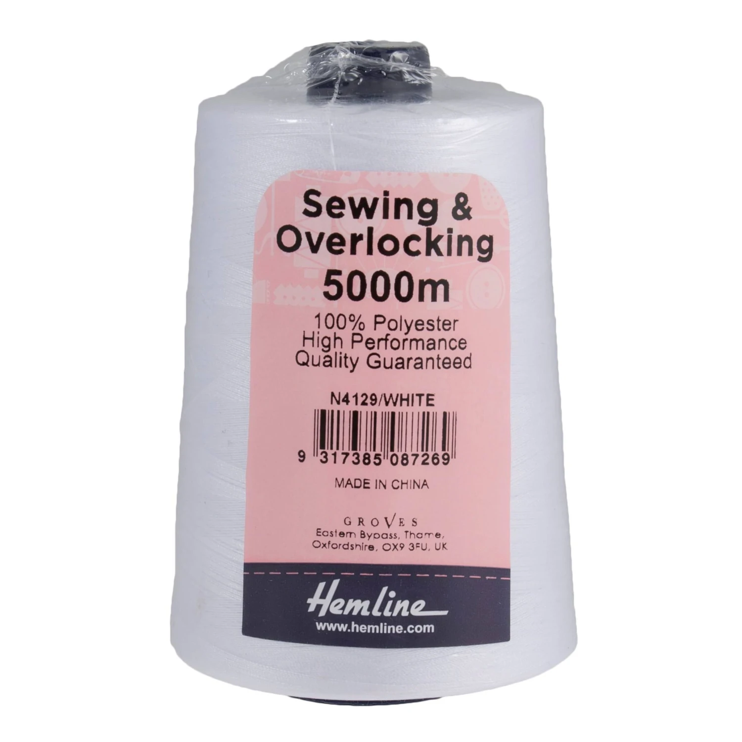 Large Overlocker Thread Cone 5000m - White 3 Large Overlocker Thread Cone 5000m - White