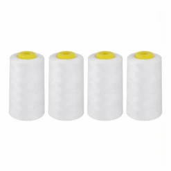 Pack Of 4 X Overlocker Thread Cone 5000m Extra Large - White - Designed For Overlockers