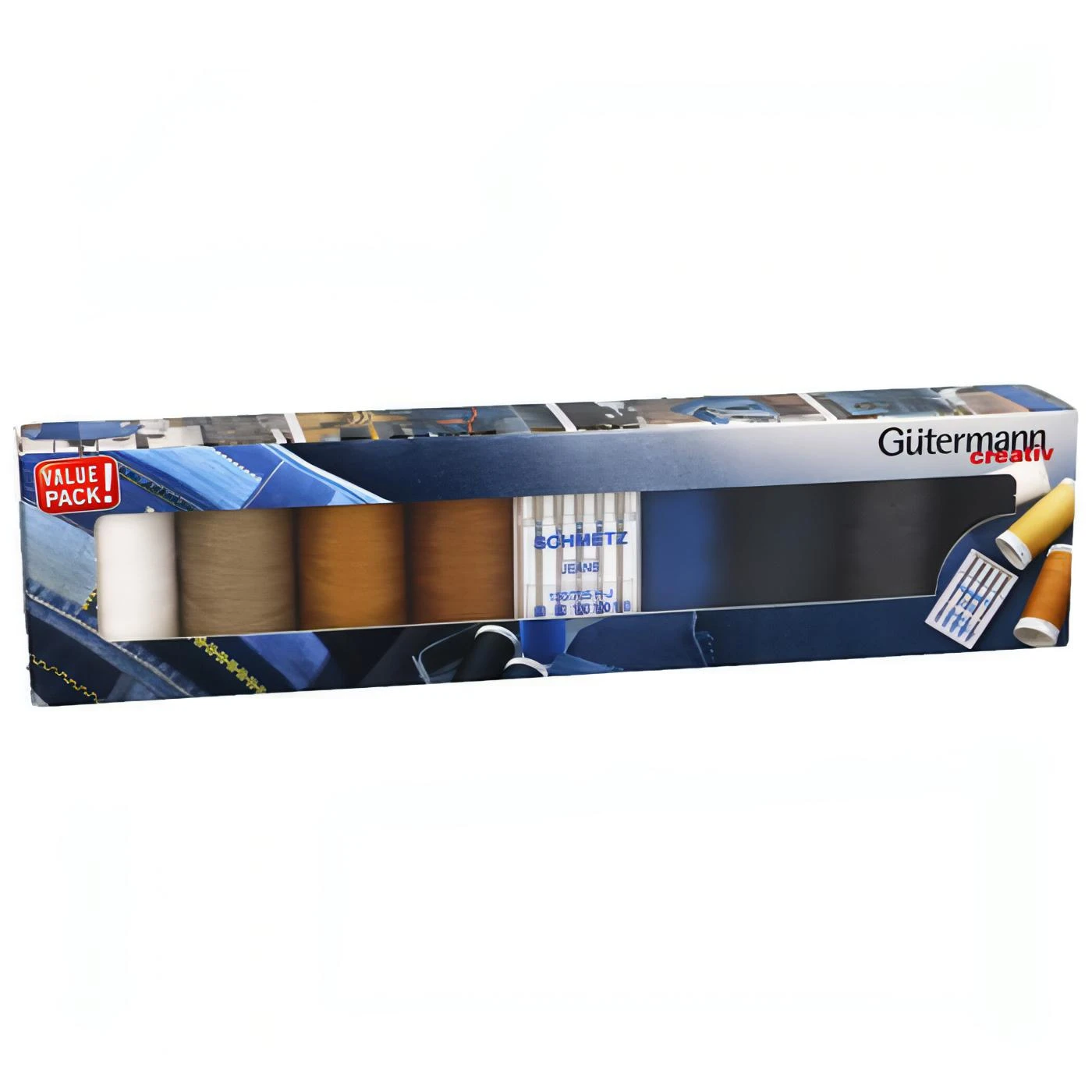 Gutermann Creativ 8 X 100m Strong Thread For Denim + Assorted Jeans Needle Pack 3 Gutermann Creativ 8 X 100m Strong Thread For Denim + Assorted Jeans Needle Pack