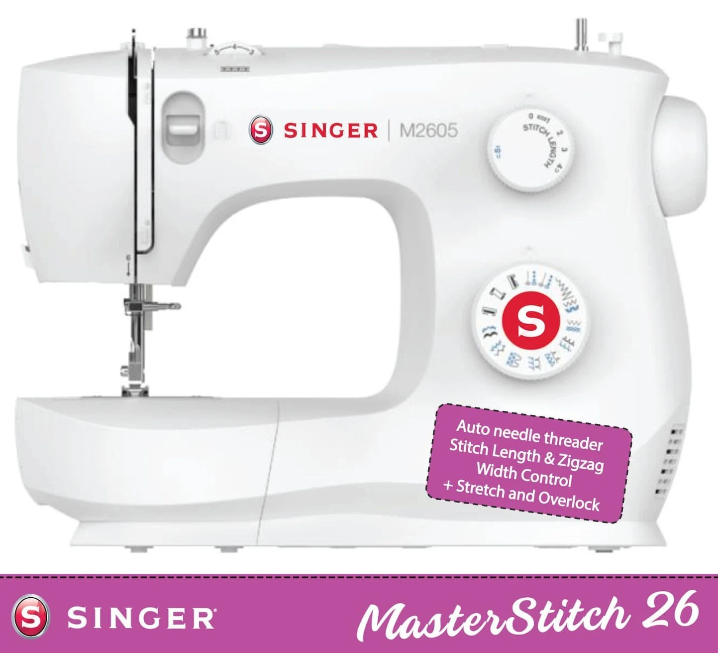 Singer M2605 Sewing Machine - Auto Needle Threader, Stretch And Overlock Stitch Patterns, We Love This Machine - New 2025 Model 4 Singer M2605 Sewing Machine - Auto Needle Threader, Stretch And Overlock Stitch Patterns, We Love This Machine - New 2025 Model - Image 2